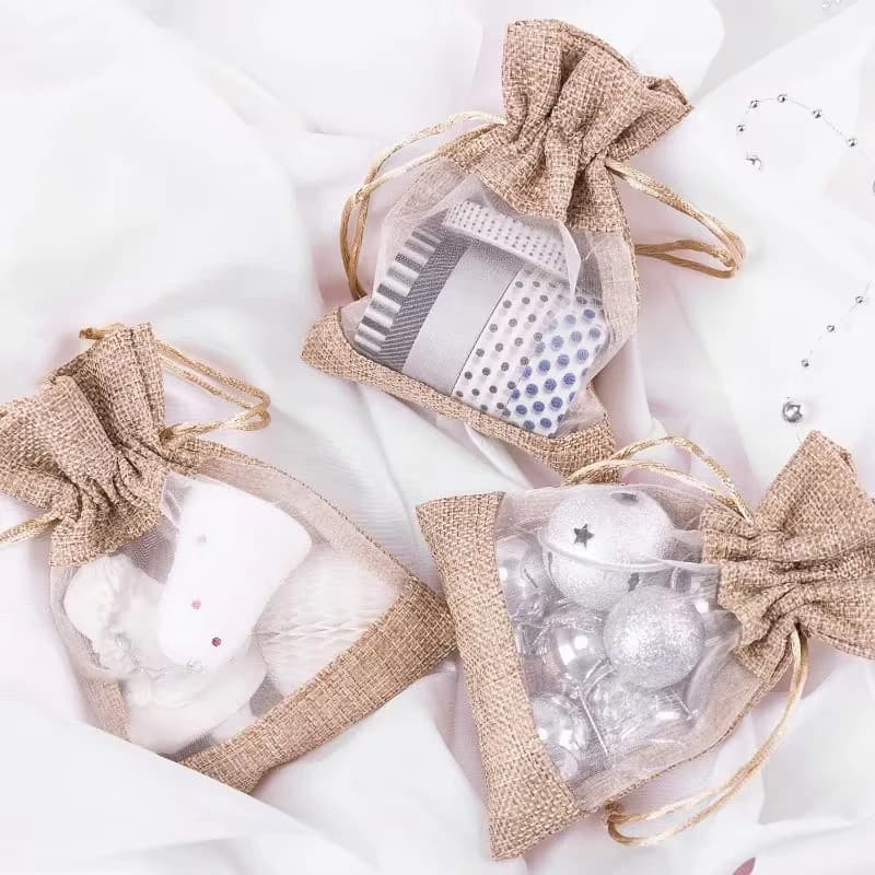 Kit com Saco Juta Algodão Crú Com Visor Avaliação da loja - 8*10