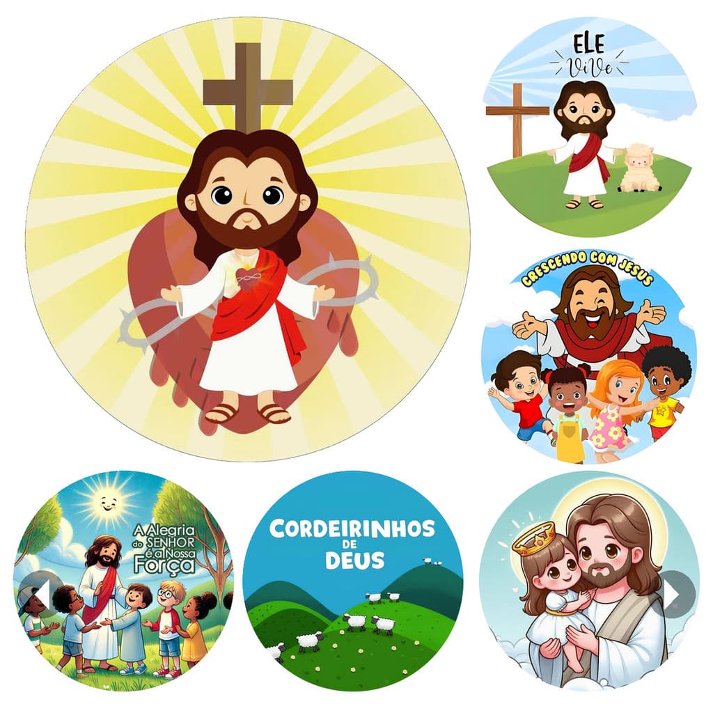 Painel de Festa Jesus 50cm Redondo Sublimado com Elástico