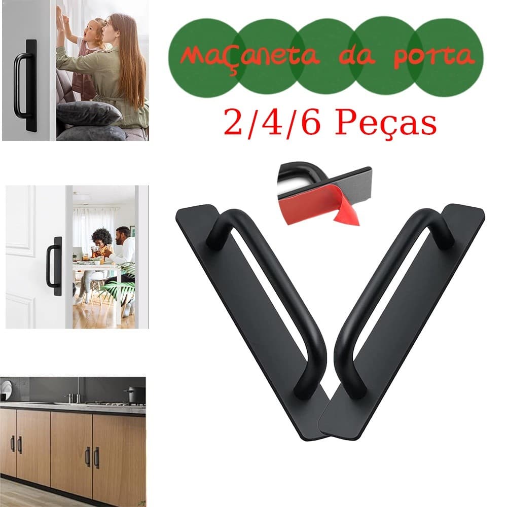 2/4/6 peças alça autoadesiva de liga de alumínio de 14.8 cm, gaveta de guarda-roupa, preta