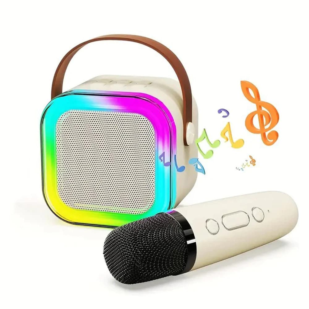 Caixa de Som Bluetooth Karaokê Portátil com 2 Microfones Sem Fio Mini Alto-Falante Infantil