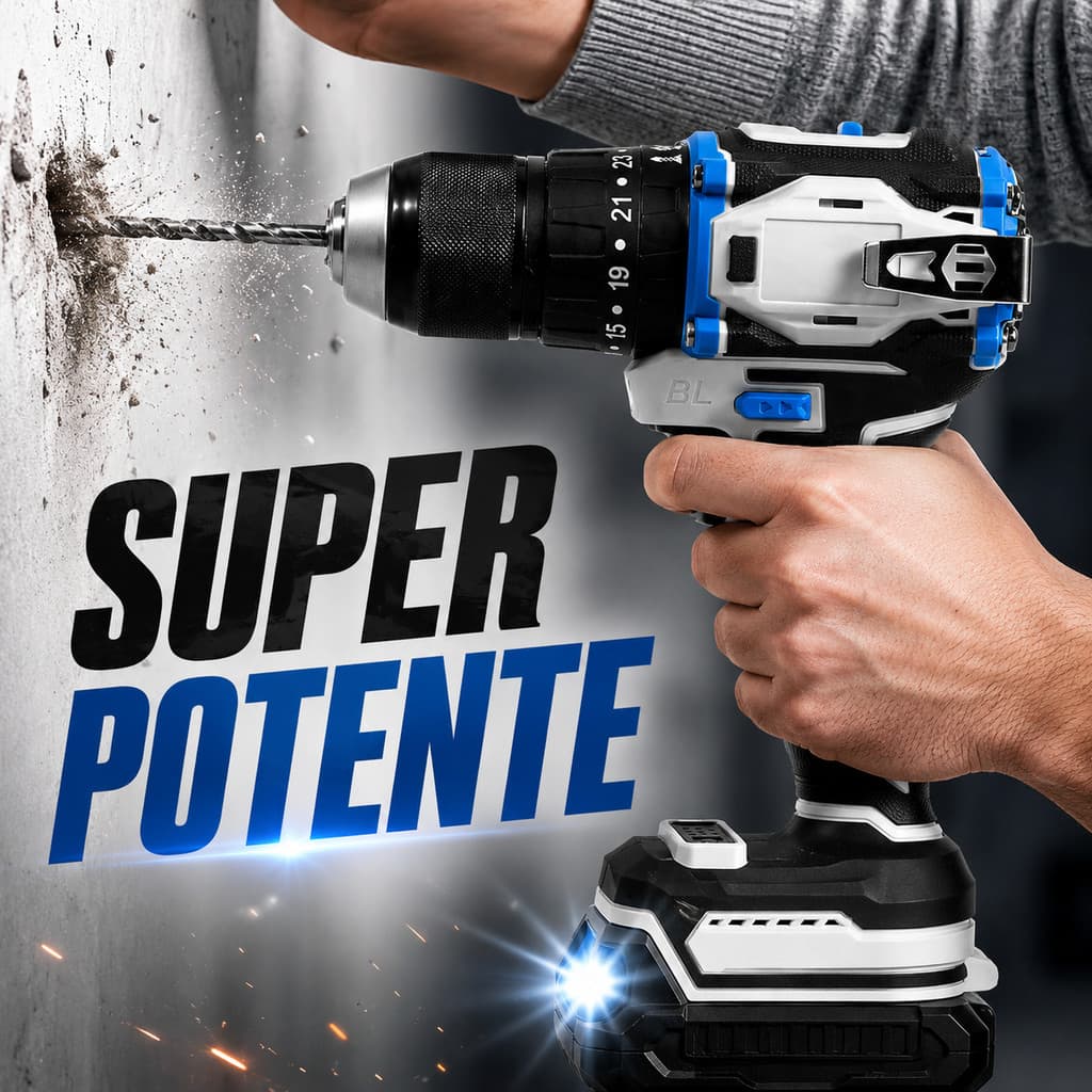 Furadeira e Parafusadeira 21V Recarregável com Martelete Kit Completo Brocas Bits