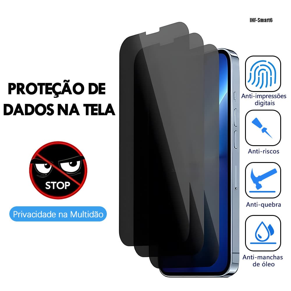 Película Cerâmica Anti-Espionagem Para Infinix Smart 10 9 8 7 6 Pro Privacidade M001