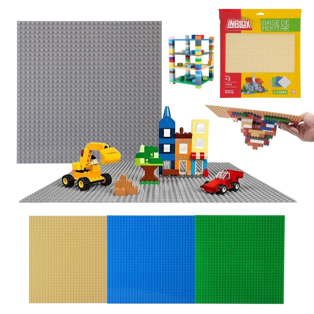 Base De Montar Infantil Inblox 25 x 25cm Pontos Colorida