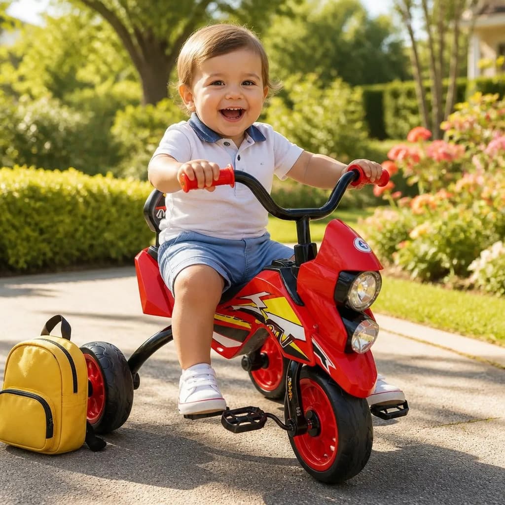 Triciclo Motoca Cross Infantil Passeio Pedal Andador 3 Farol brinquedo criança 1 ano Presente