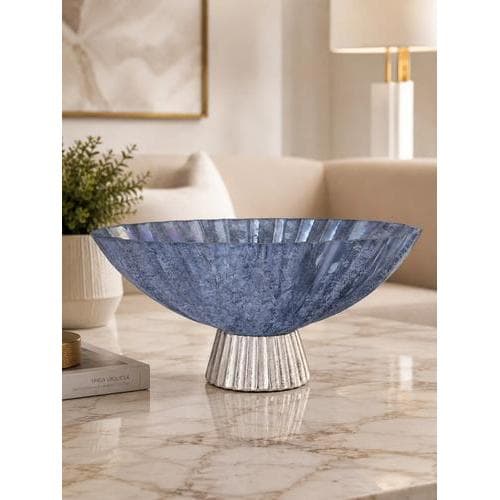 Centro De Mesa Decoração Barca Azul - 40x15cm Azul