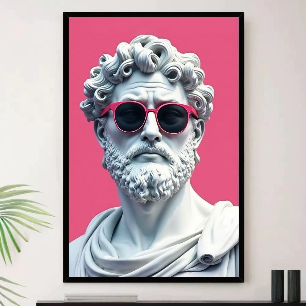 Quadro Placa Decorativa Arte Abstrata Contemporânea para Quarto em Rosa e Branco