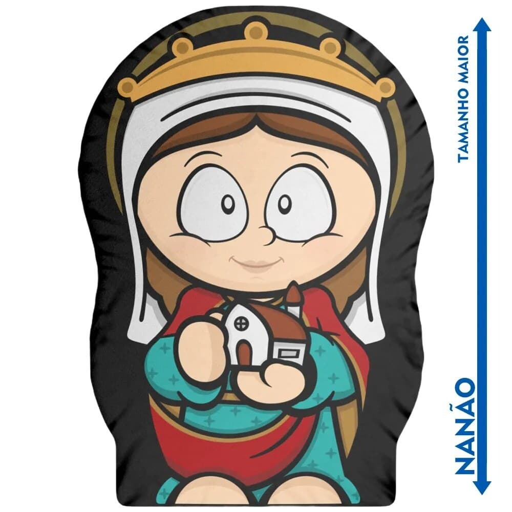 Nanão Boneco Almofada Santa Clotilde Santinhoz - Almofada Decorativa - Antialérgica - 36cm