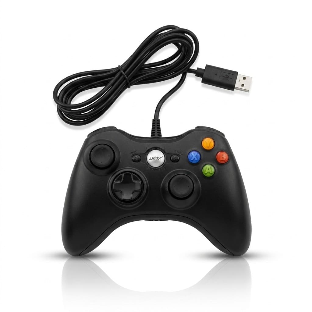 Controle Usb Com Fio Pc Xbox 360 Joystick Lukton Vibracao Dupla Alta Precisao Gamepad Windows Win 10