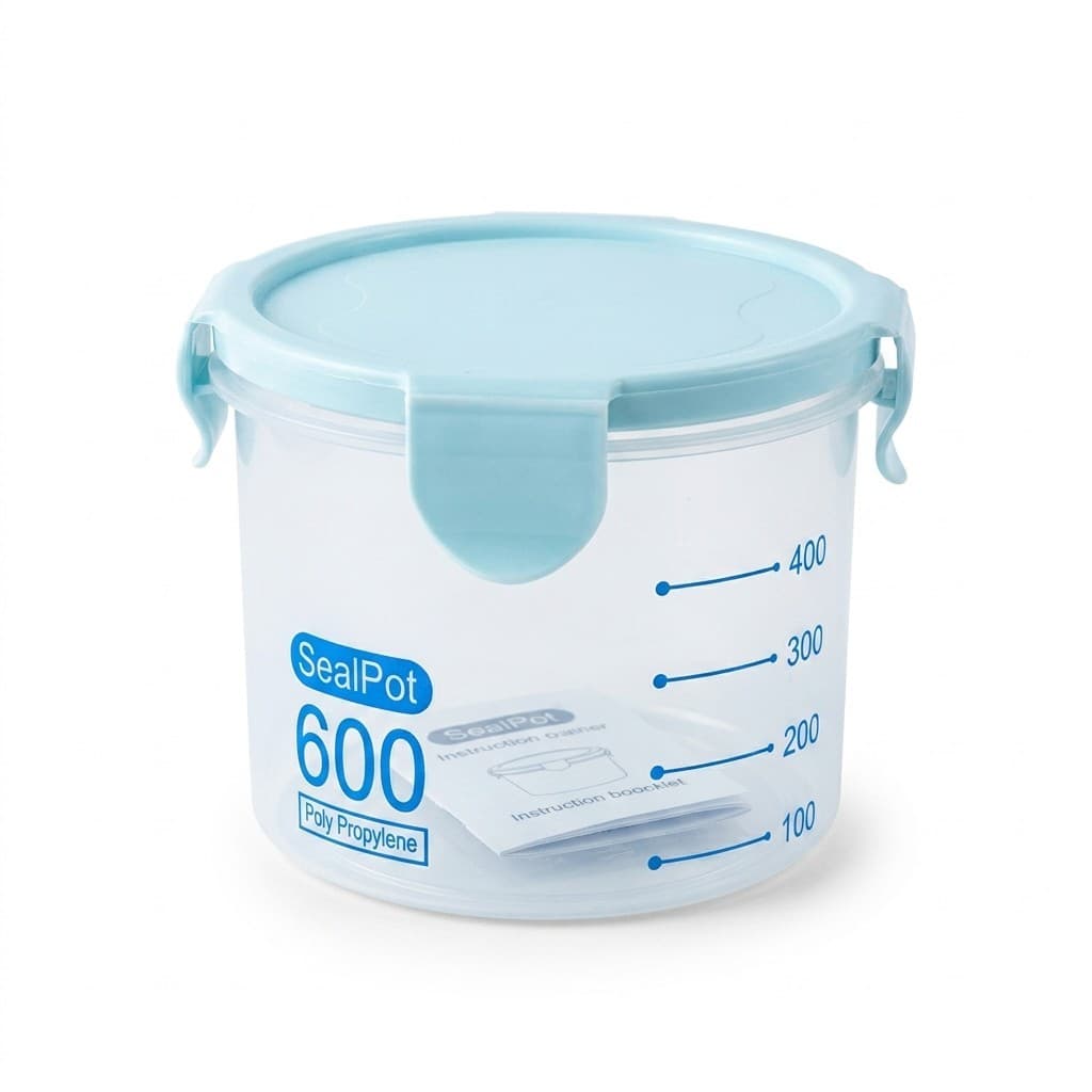 Pote de Plástico Medidor 600ml 7,5x9,5cm - Azul Pote Medidor Vasilha Leite