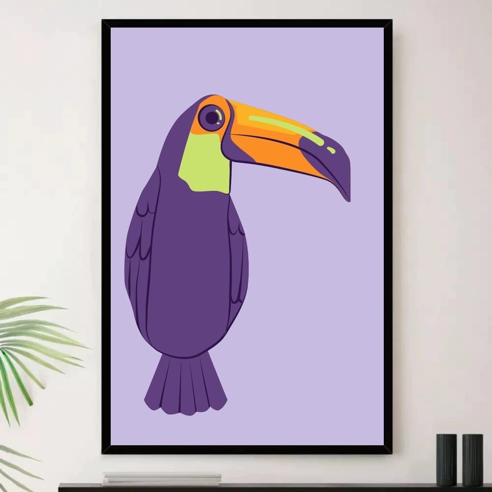 Quadro Placa Decorativa Arte Moderna Contemporânea Linhas Sofisticadas em Branco e Roxo