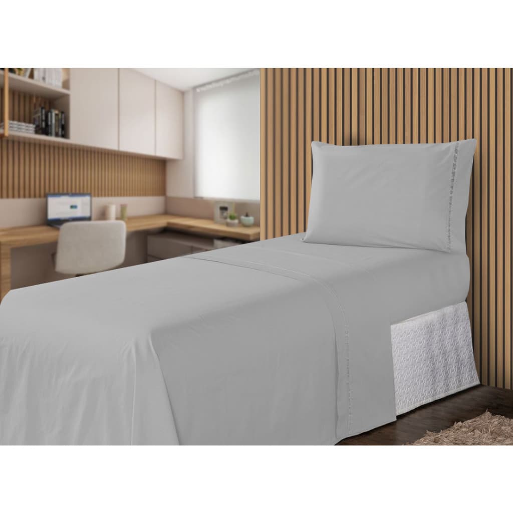 Roupa de Cama Solteiro 2 Peças 400 Fios Toque Aveludado com Ponto Palito Diversas Cores