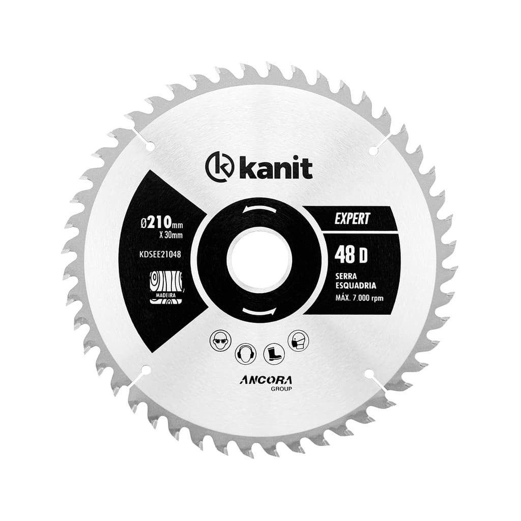 Lamina Serra Circular 210mm Kanit 48 Dentes Cortar Madeira MDF Esquadria Marcenaria Profissional Expert