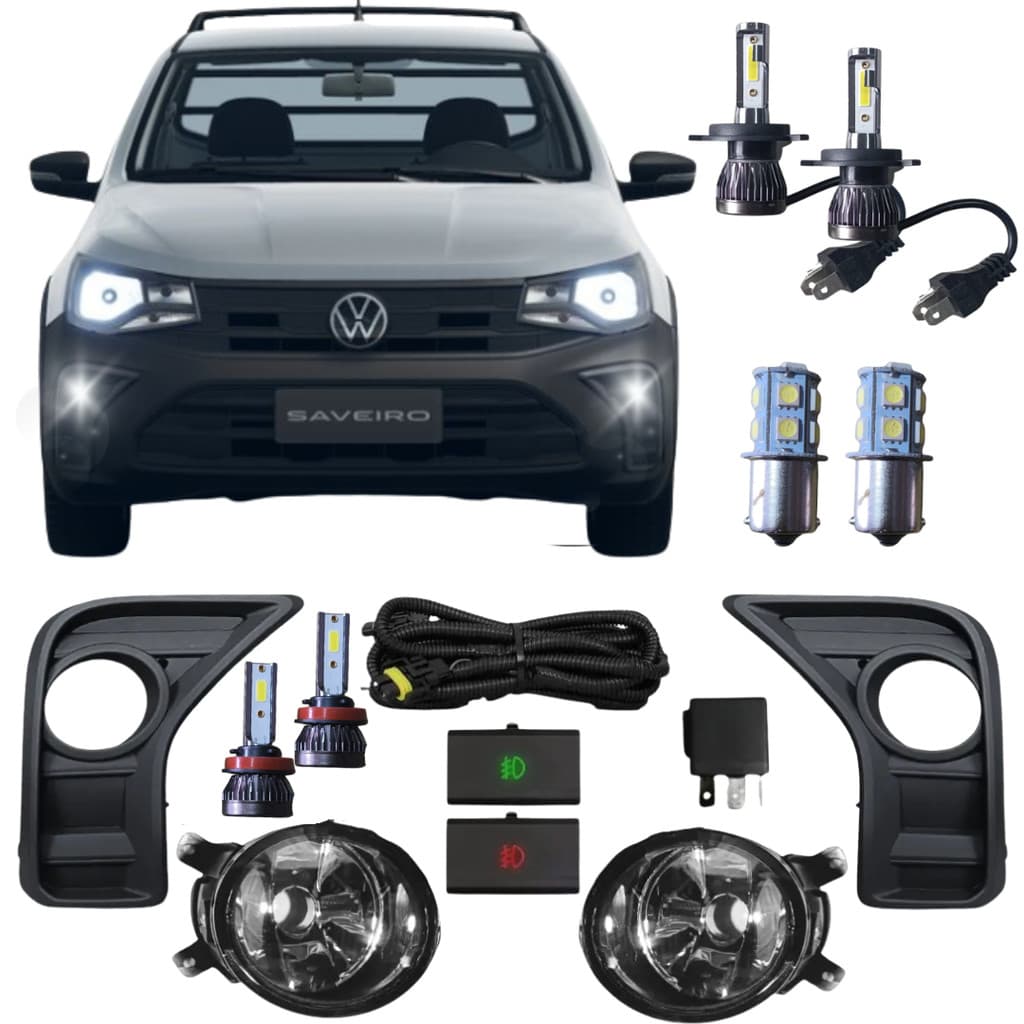 Kit Farol de Milha Saveiro Robust Trendline 2027 Modelo Original com jogo de led farol baixo milha lanterna