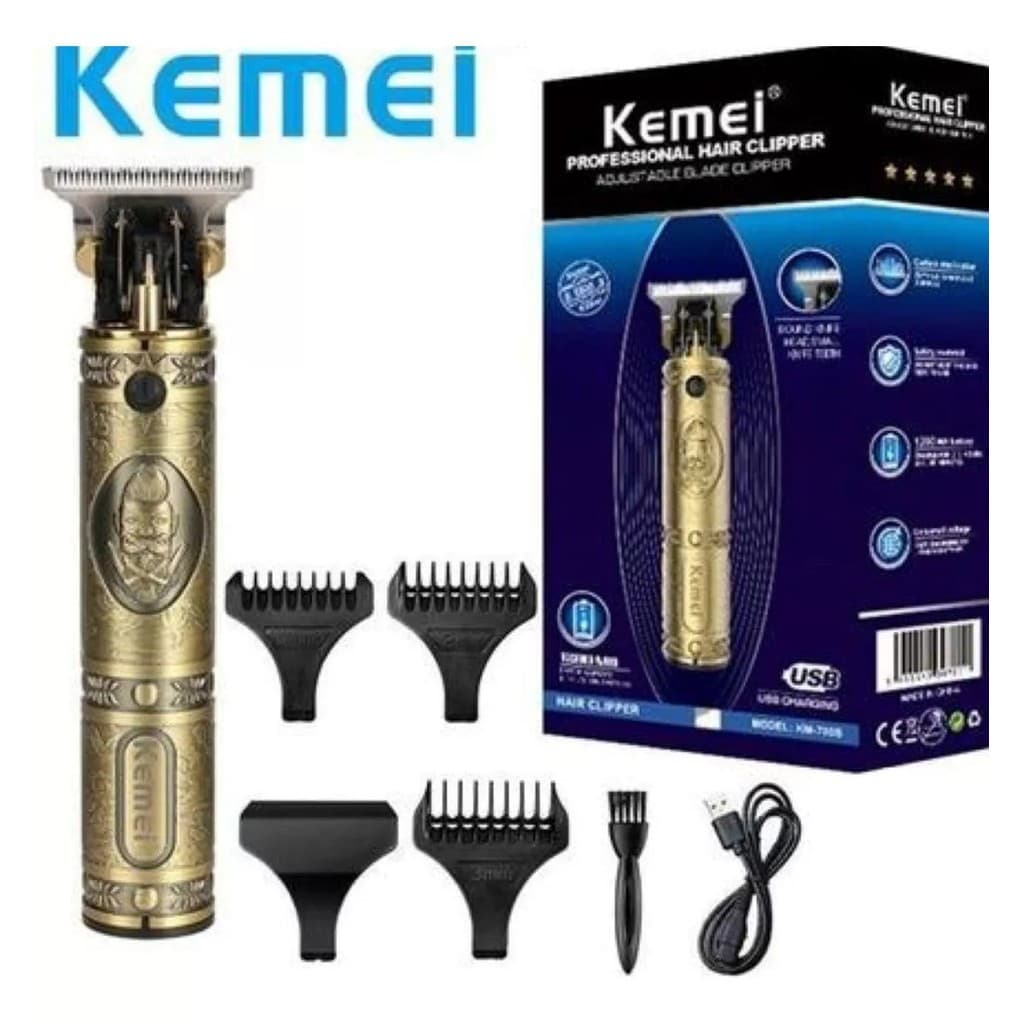 Aparador de Pelo Kemei KM-700B Dourado - Potente e Recarregável