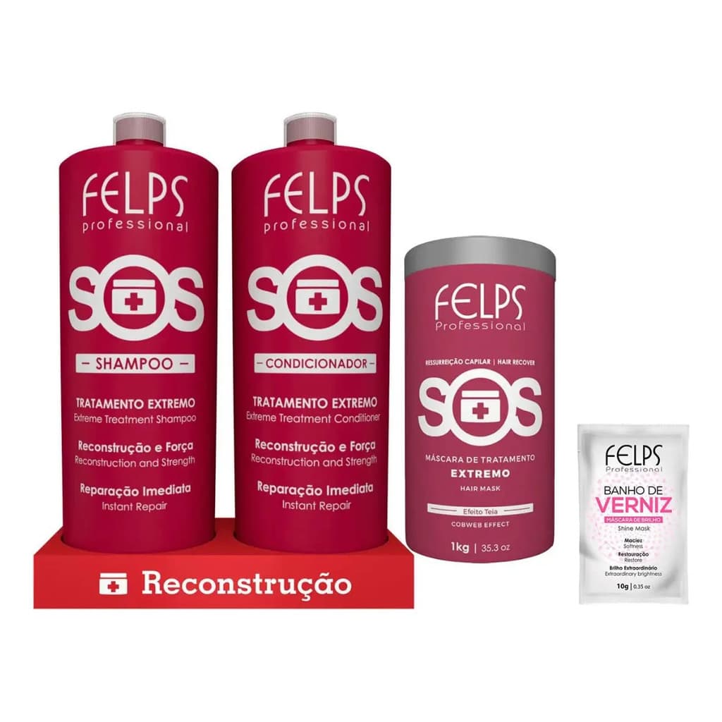 Felps Kit Sos Shampoo & Cond  + Máscara Tratamento Extremo