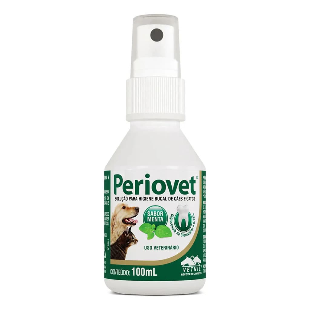 Vetnil Periovet Spray Higiene Bucal Tratamento de Tártaro Sabor Menta 100ml