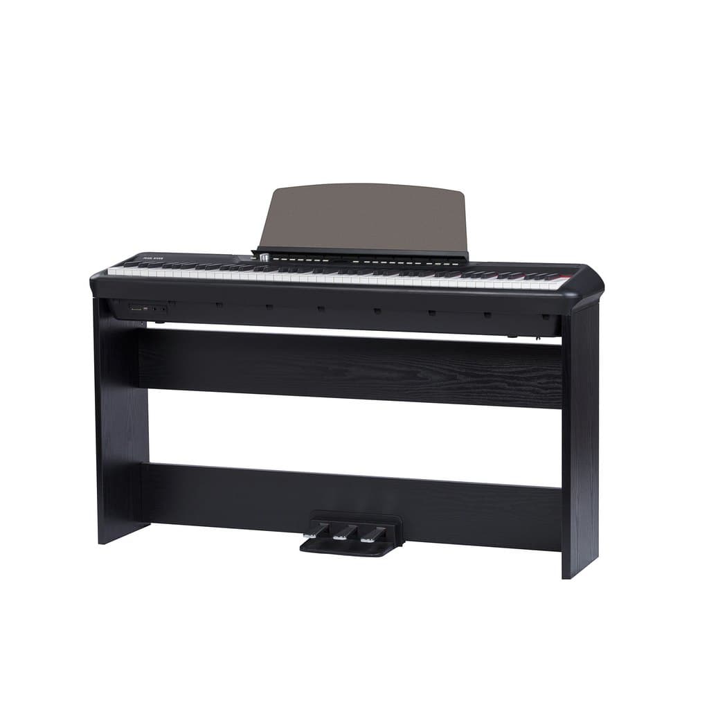 P200 Pearl River Piano Digital Teclas Fatar-Instrumento + suporte W + pedal triplo-Preto