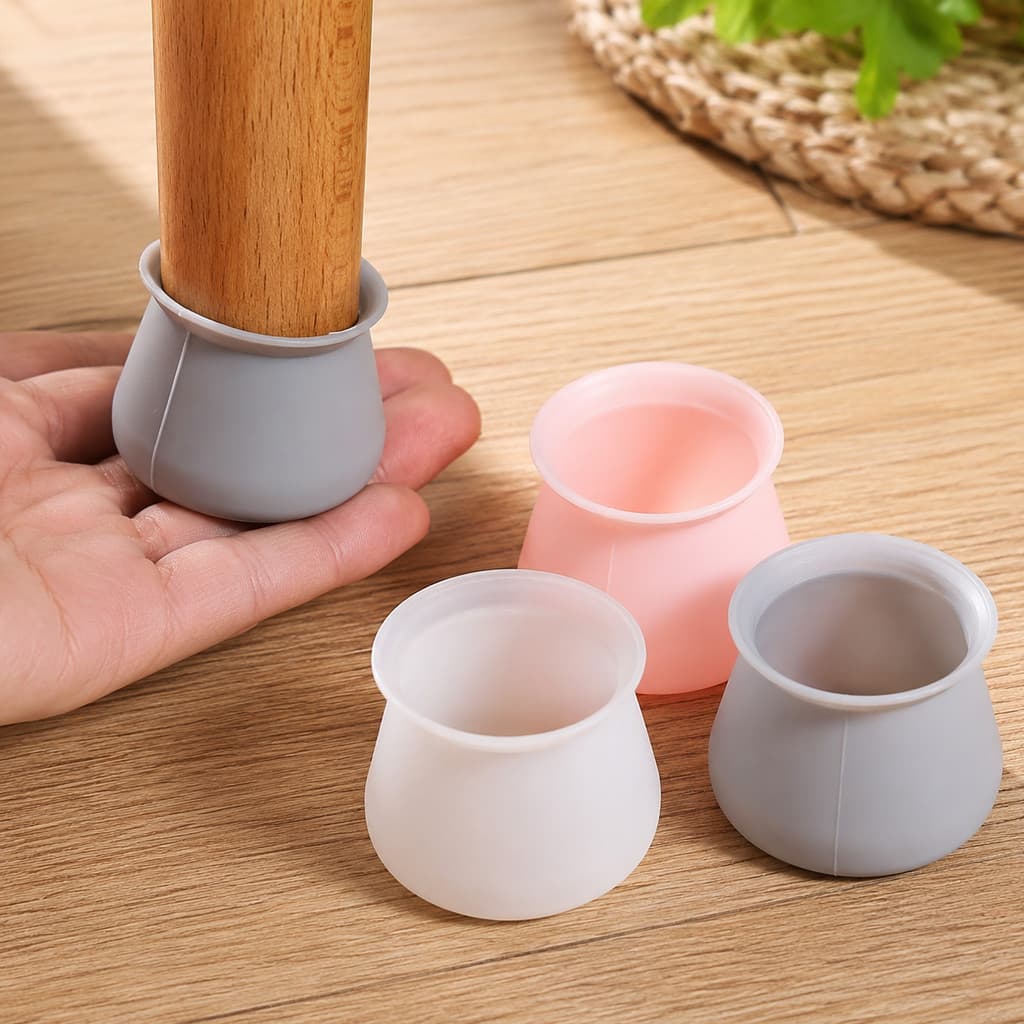 Kit Protetor de Silicone para Pés de Móveis Cadeira Mesa  Antirruído e Antideslizante para Piso