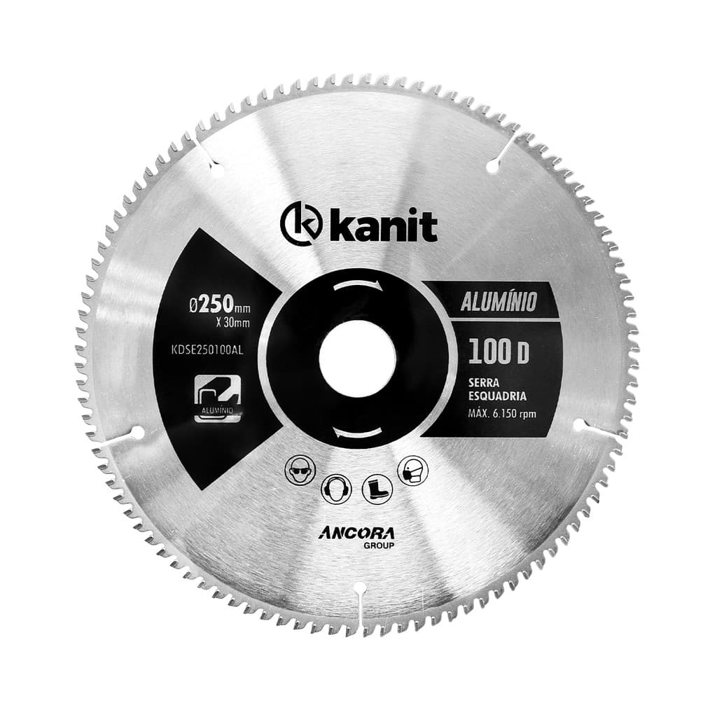 Jogo 5 Disco Serra Tct Aluminio 250x30mm 100 Dentes Angulo Negativo Kanit Cortar Perfil Metal Fino Nova