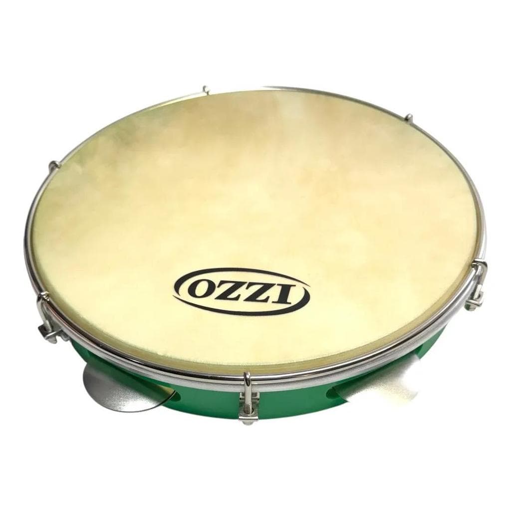 Pandeiro Izzo 10 Pele Couro Corpo Abs Verde 6 Afin 3430vdc