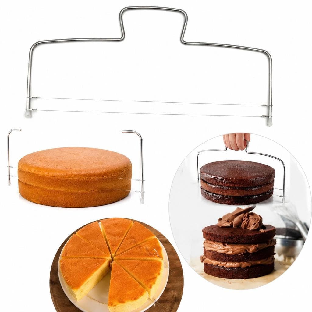 Cortador de Bolo Ajustável com Fio Duplo Nivelador de Bolo Inox Profissional