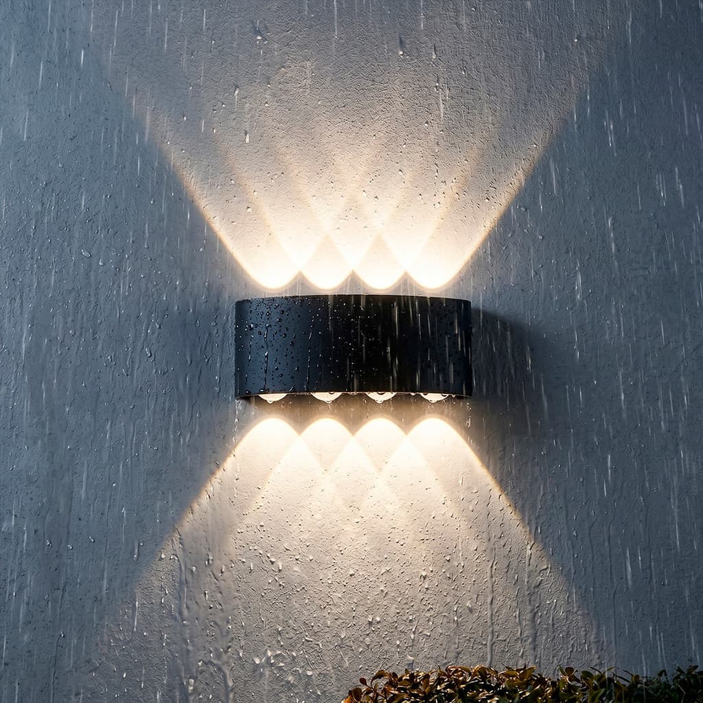 Arandela LED Moderna Parede Mordena Exeterno 8 Lentes 8W Luz Branco Quente 3000K