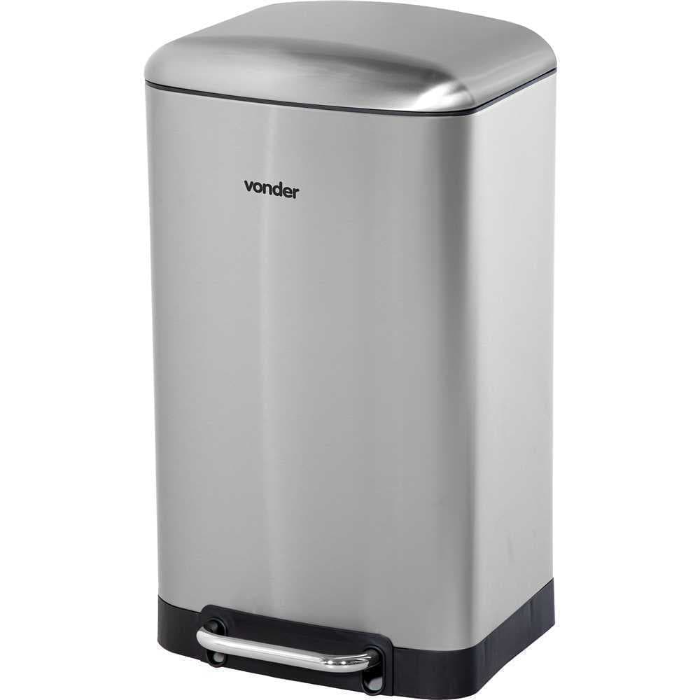 LIXEIRA RETANGULAR 30 LITROS INOX COM PEDAL VONDER