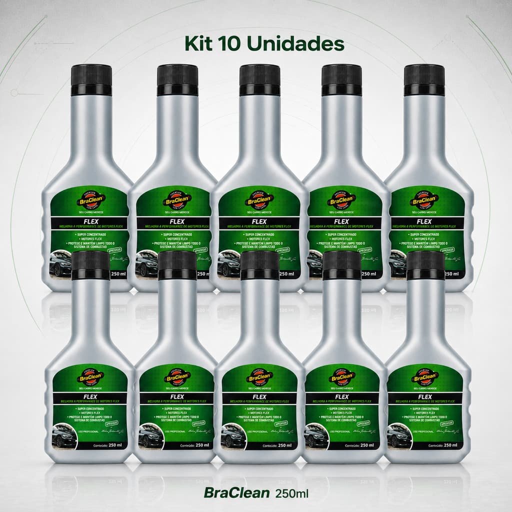 Aditivo Para Polo Flex BraClean 250ml Kit 10 Unidades Manutenção Preventiva Carro Via Tanque
