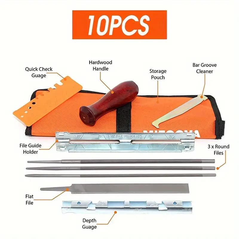 10 Pçs Kit De Afiação De Corrente De Motosserra Gasolina Acessórios Ferramentas Especiais Househoid Manuais Vendido(s)