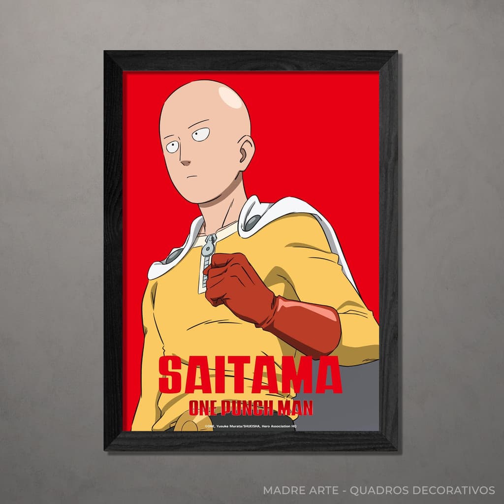 Quadro Decorativo One Punch-Man - Saitama A4 Com Vidro