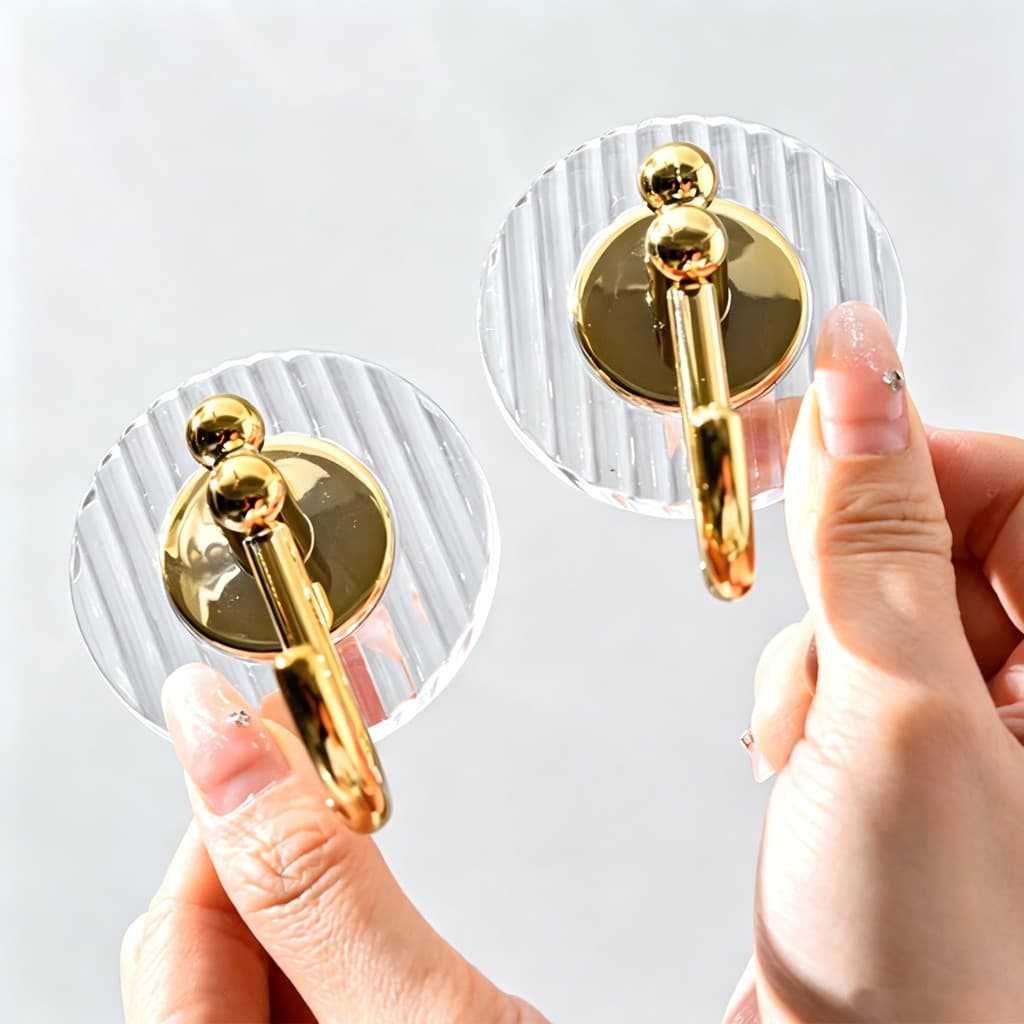 Gancho de Parede Adesivo Acrílico Dourado Luxo Allmini Fixação Forte Sem Perfuração