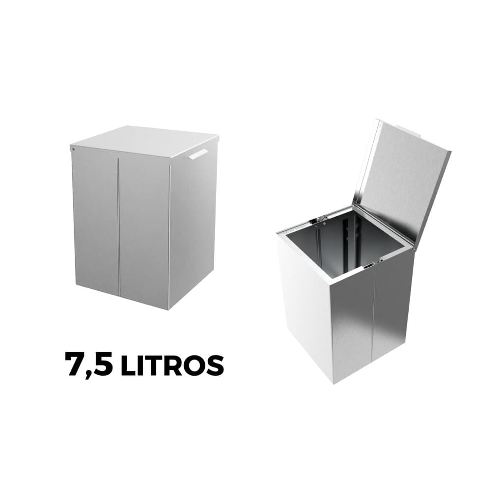 Lixeira Inox Quadratta 7,5l Calha Úmida Com Tampa Articulada Escovada