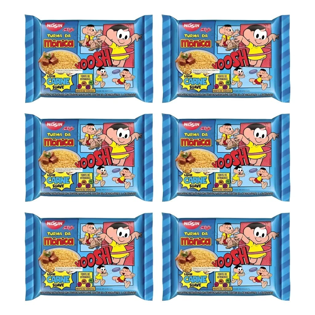 Macarrão Instan Nissin Turma Da Mônica Carne 85g Kit C/6 Unidades