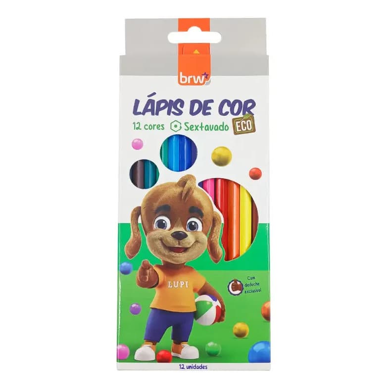 Lapis De Cor Barato 12 Cores Sextavado Eco Escolar Férias Colorido