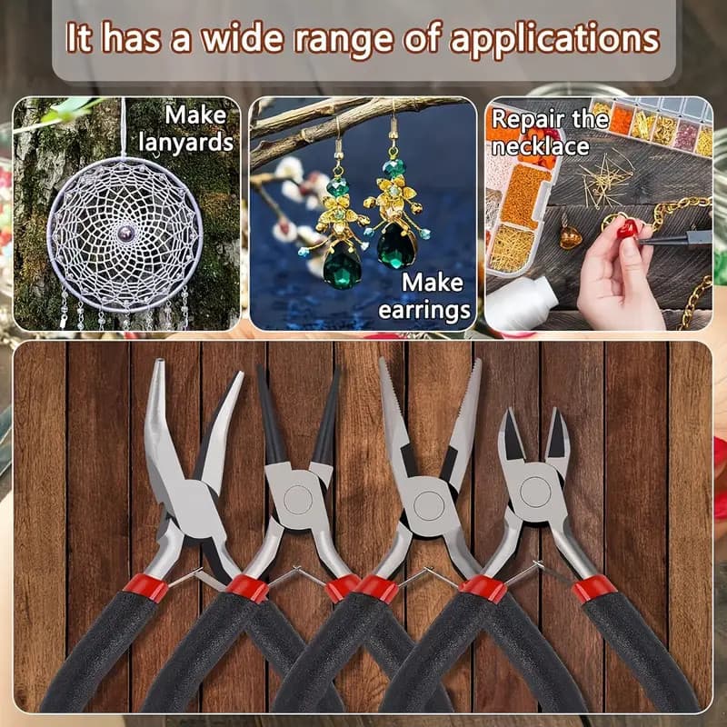 Kit 8 Alicates de Bijuteria DIY Artesanato Profissional Jóias Aço Inoxidável Mini Alicate Vendido(s) - 8pcs