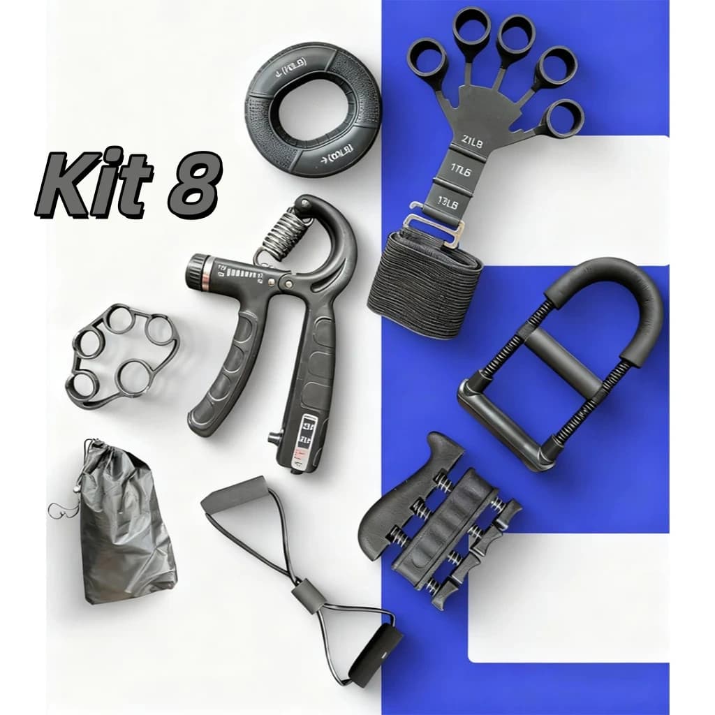 Kit 8 Peças Hand Grip Flexor De Punho Ajustável De Mola Antebraço Mãos 10-100Kgs Com Contador  Variação: