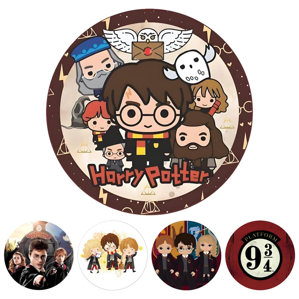 Painel de Festa Harry Potter 50cm Redondo Sublimado com Elástico
