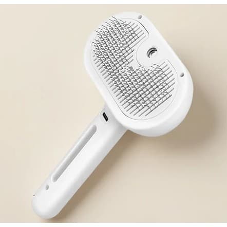 Escova a Vapor 3 em 1 para Pets com Spray e Pente Carregamento USB para Cães Gatos Coelhos