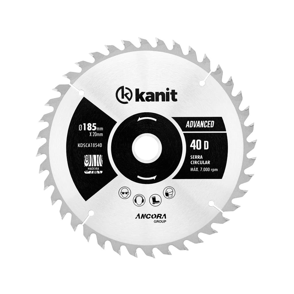 Lamina Serra Circular 7 1/4 Polegadas 185mm 40 Dentes Madeira Kanit Furo 20mm Disco Videa Carpintaria