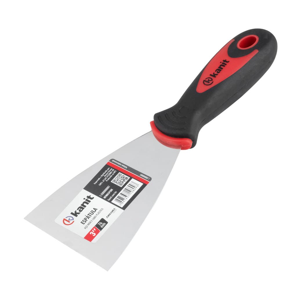 Jogo Espatula Inox 76mm Kanit Kit 12 Unidades Aplicador Massa Rejunte Raspador Tinta Obra Ferramentas
