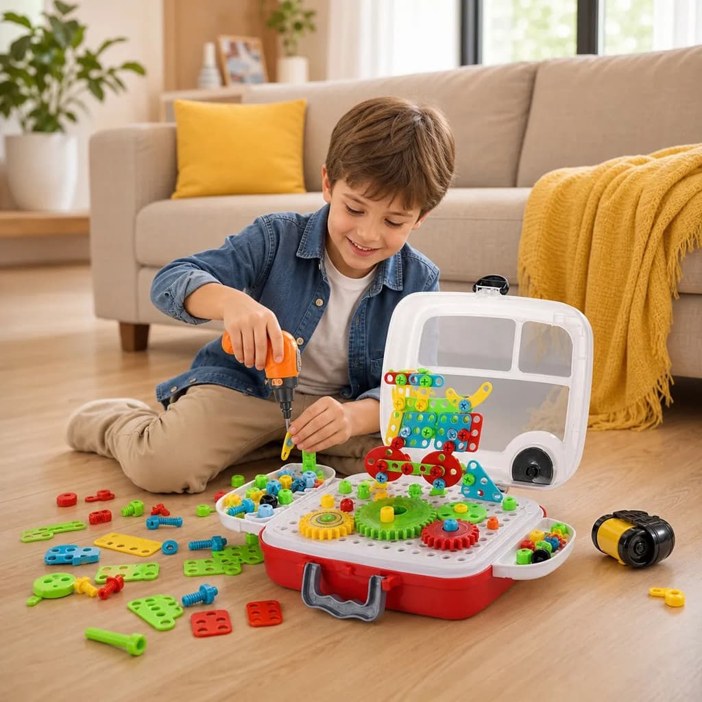 Kit Maleta Ferramenta Infantil Brinquedo Monta Desmonta Interativo Didático Presente Dia das Criança