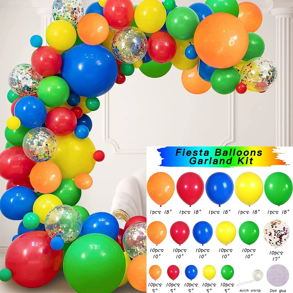 Kit 115 peças Balões fosco Balão Para Festas e Aniversários decoração C/Fita adesiva - Cores do arco-íris