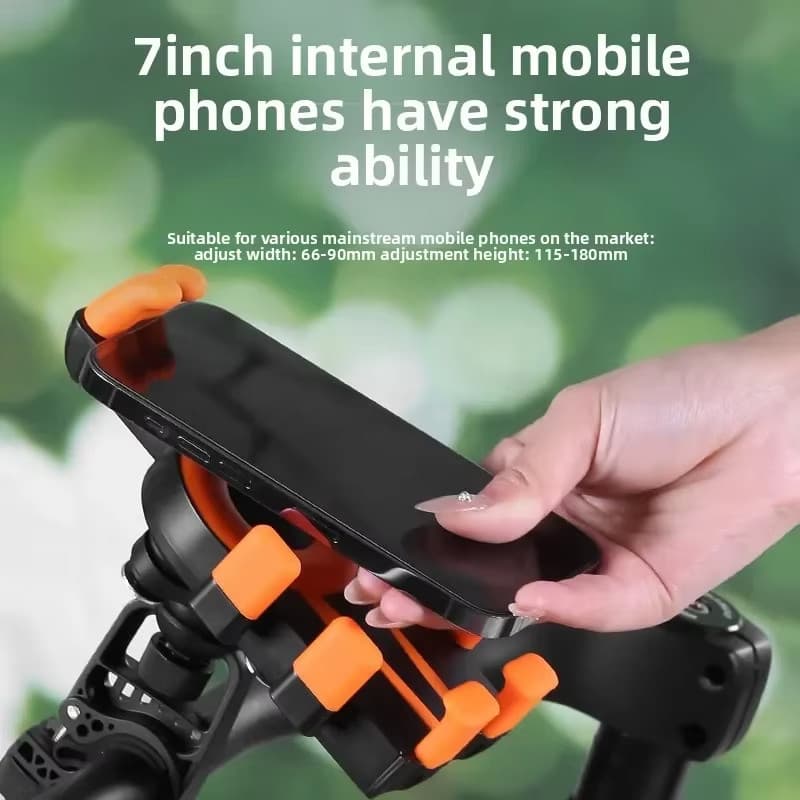 Suporte universal para telefone de bicicleta/moto, rotação 360°, antiderrapante, com absorção de choque e fixação segura