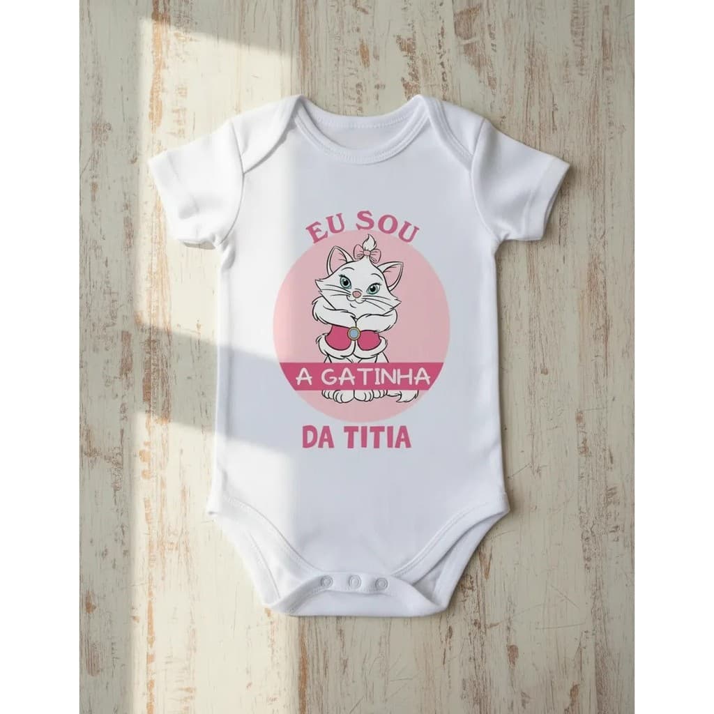 Body Bebê Personalizado Body Infantil A Gatinha Da Titia Body Bebê Presente para Família Estampado Manga Curta P ao GG