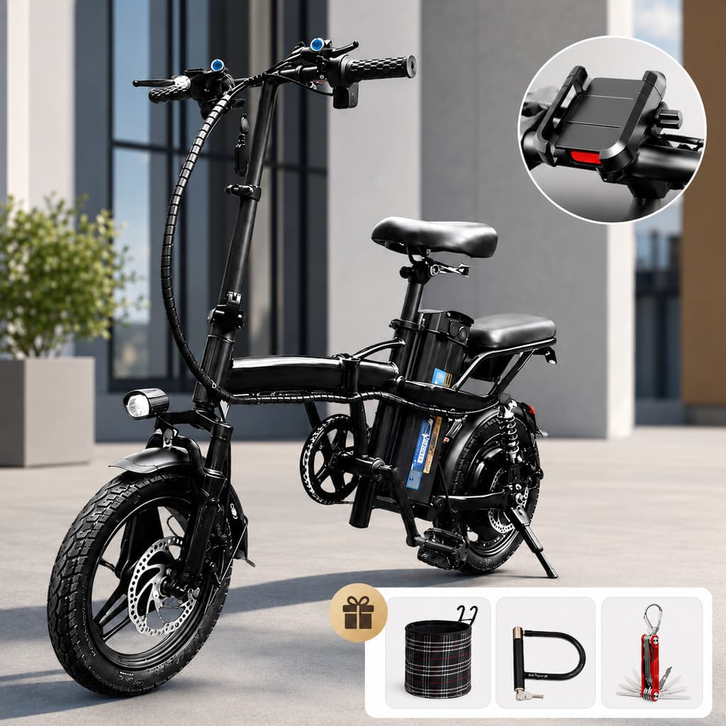 Bike Elétrica Dobrável para Adultos com Suporte Carregador Cidade