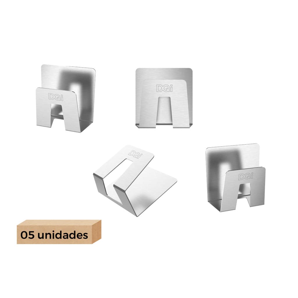 Kit 5un Do Suporte Multiuso DQI Com Fita Dupla-Face Em Aço Inox Escovado