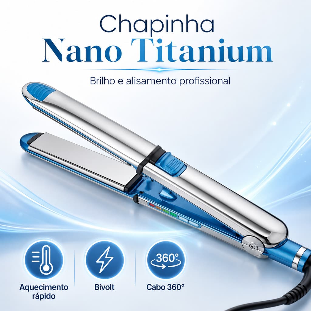 Prancha Alisadora Nano Titanium 3000 Bivolt Profissional para Cabelo com Alta Temperatura