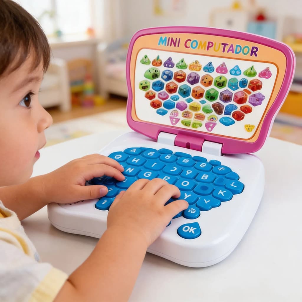 Laptop Mini Notebook Infantil Educativo Para Crianças Rosa