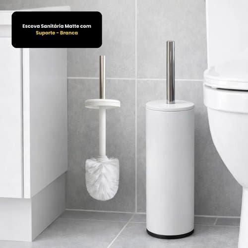 Escova Sanitária Matte com Suporte - Branca