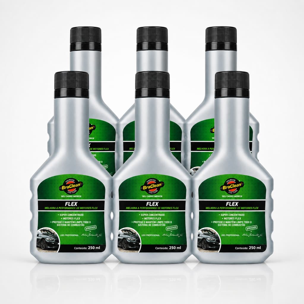 Aditivo Flex BraClean 250ml Kit 6 Unidades Para Cuidado Do Motor Carro Flex Gasolina E Etanol
